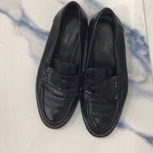Elegant Black Leather Slip-On Loafers